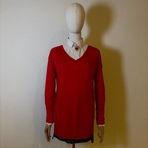 APT.9 Red V-Neck Longline Tunic Sweater - Size S